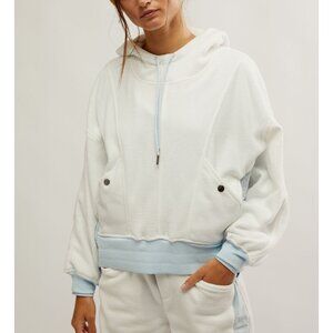 NWOT FP Movement by Free People White and Light Blue Hoodie